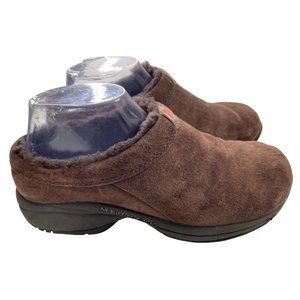 Merrell Women's Primo Chill Slide Chocolate Suede Faux Fur Mules Sz 7M (J63258)